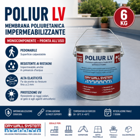 Poliur LV - Resina poliureica per impermeabilizzare le superfici - 6 Kg